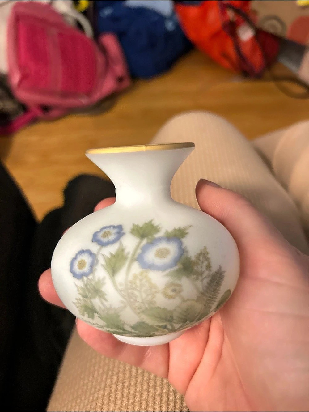 Floral Bud Vase in White & Blue